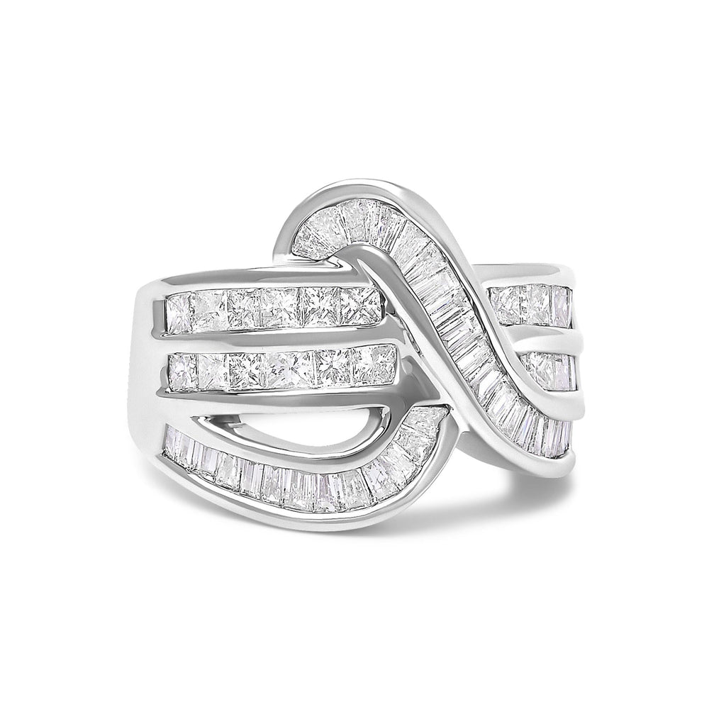 14K White Gold 2.0 Cttw Diamond Channel Set Bypass Ring