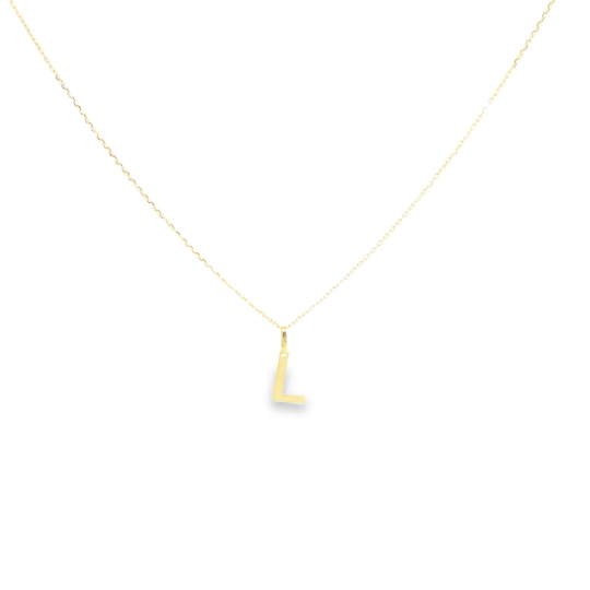 14K Solid Gold Personalized Letter Pendant Necklace