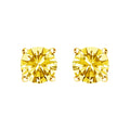 14K Gold Lab Grown Yellow Diamond Solitaire Stud Earrings