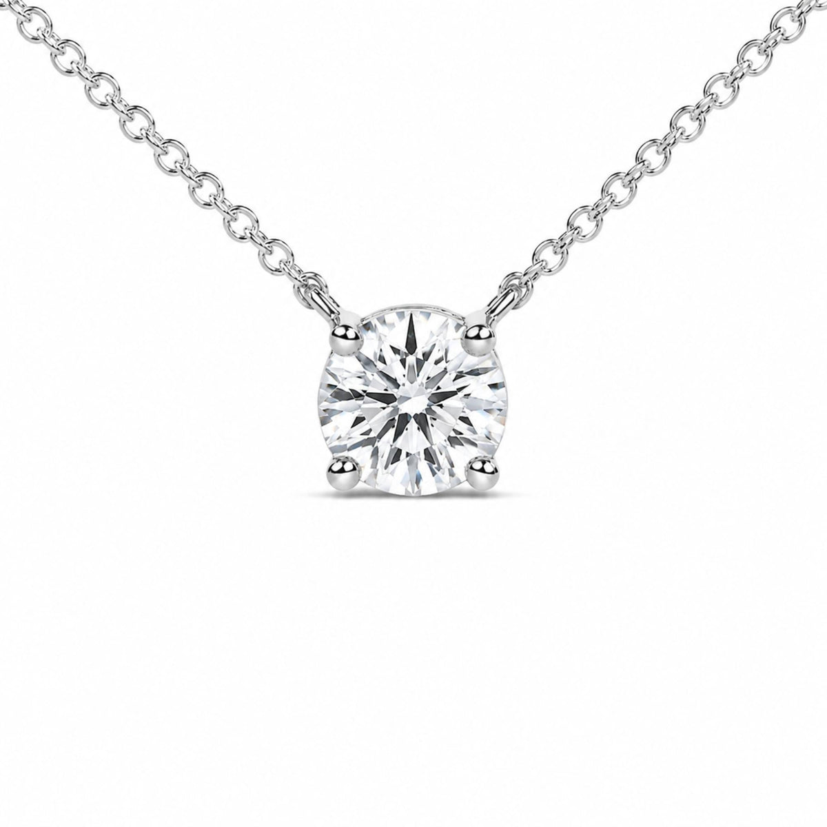 14K White Gold 1.00 Cttw Lab Grown Diamond Solitaire Pendant