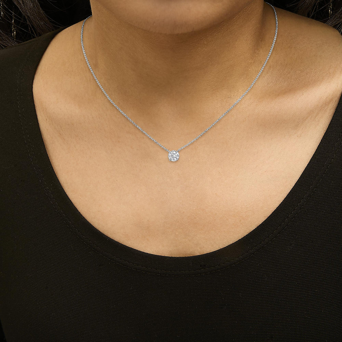 14K White Gold 1.00 Cttw Lab Grown Diamond Solitaire Pendant