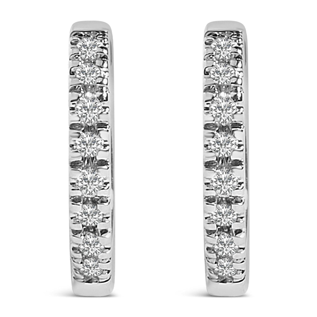 14K Gold 1/5 CTW Diamond Huggie Hoop Earrings