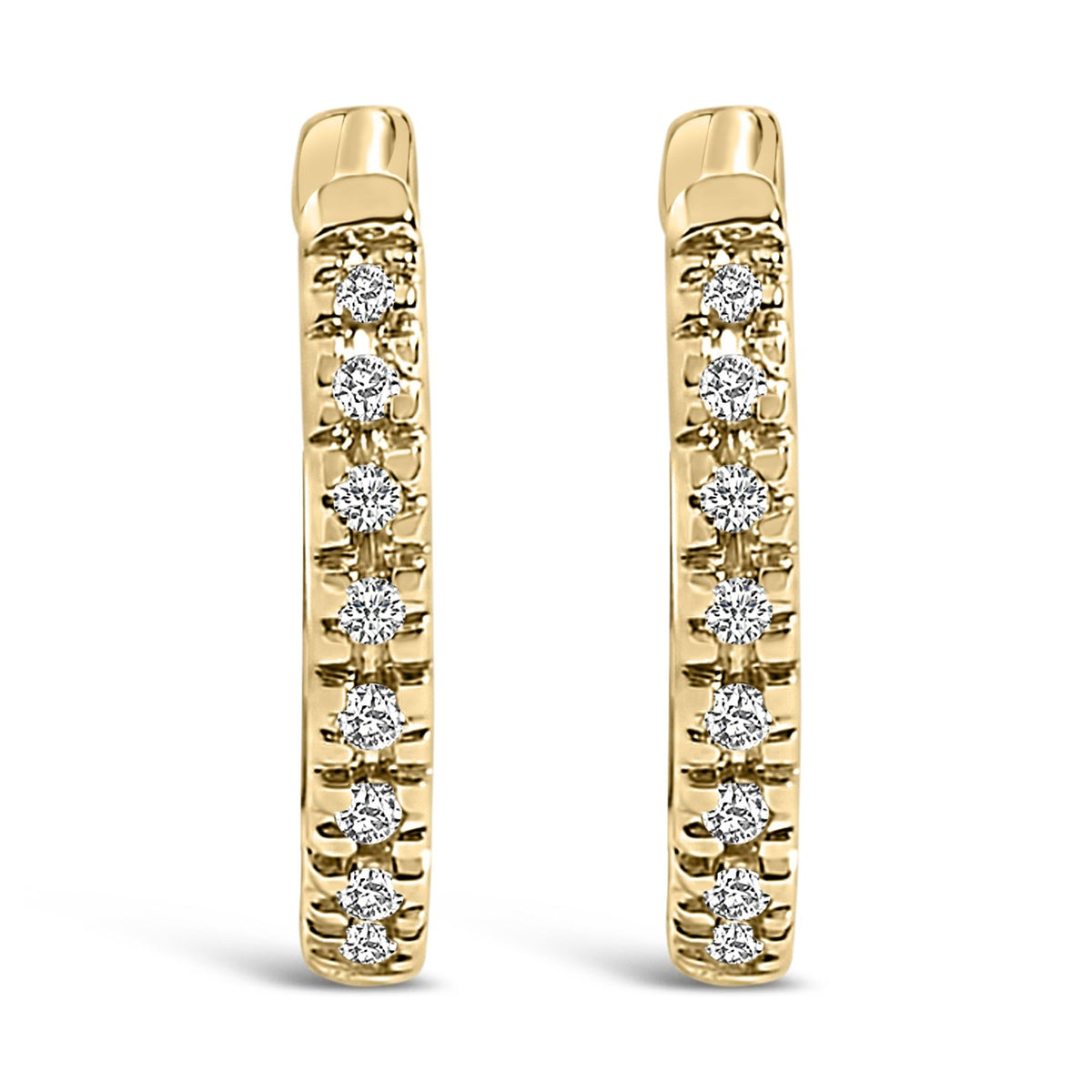 14K Gold 1/5 CTW Diamond Huggie Hoop Earrings