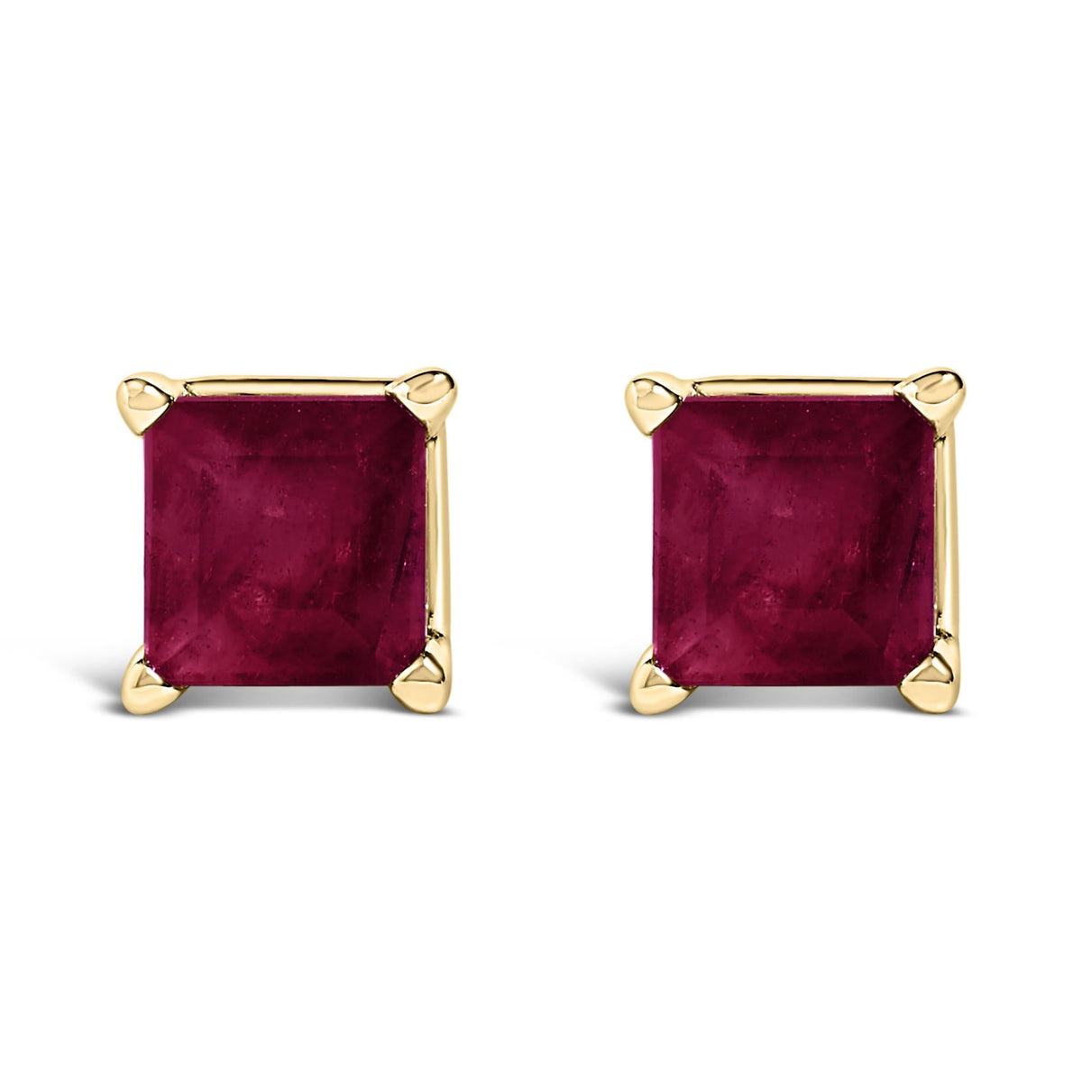 14K Gold 5x5MM Princess Cut Gemstone Solitaire Stud Earrings