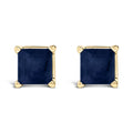 14K Gold 5x5MM Princess Cut Gemstone Solitaire Stud Earrings