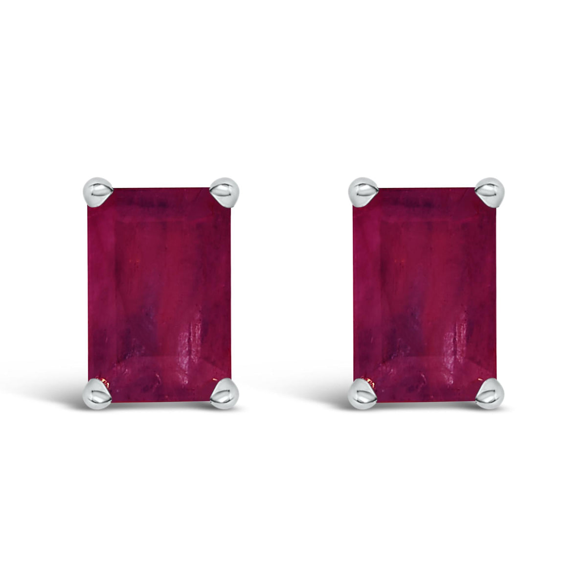 14K Gold 6x4MM Emerald Shaped Gemstone Solitaire Stud Earrings
