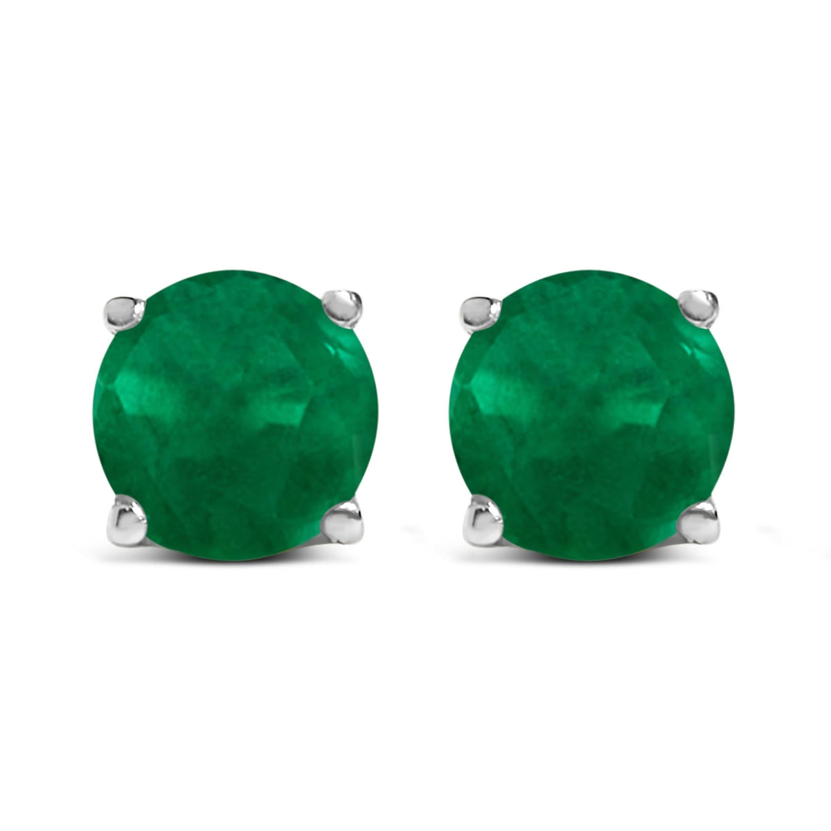 14K Gold 5X5MM Round Gemstone Solitaire Stud Earrings