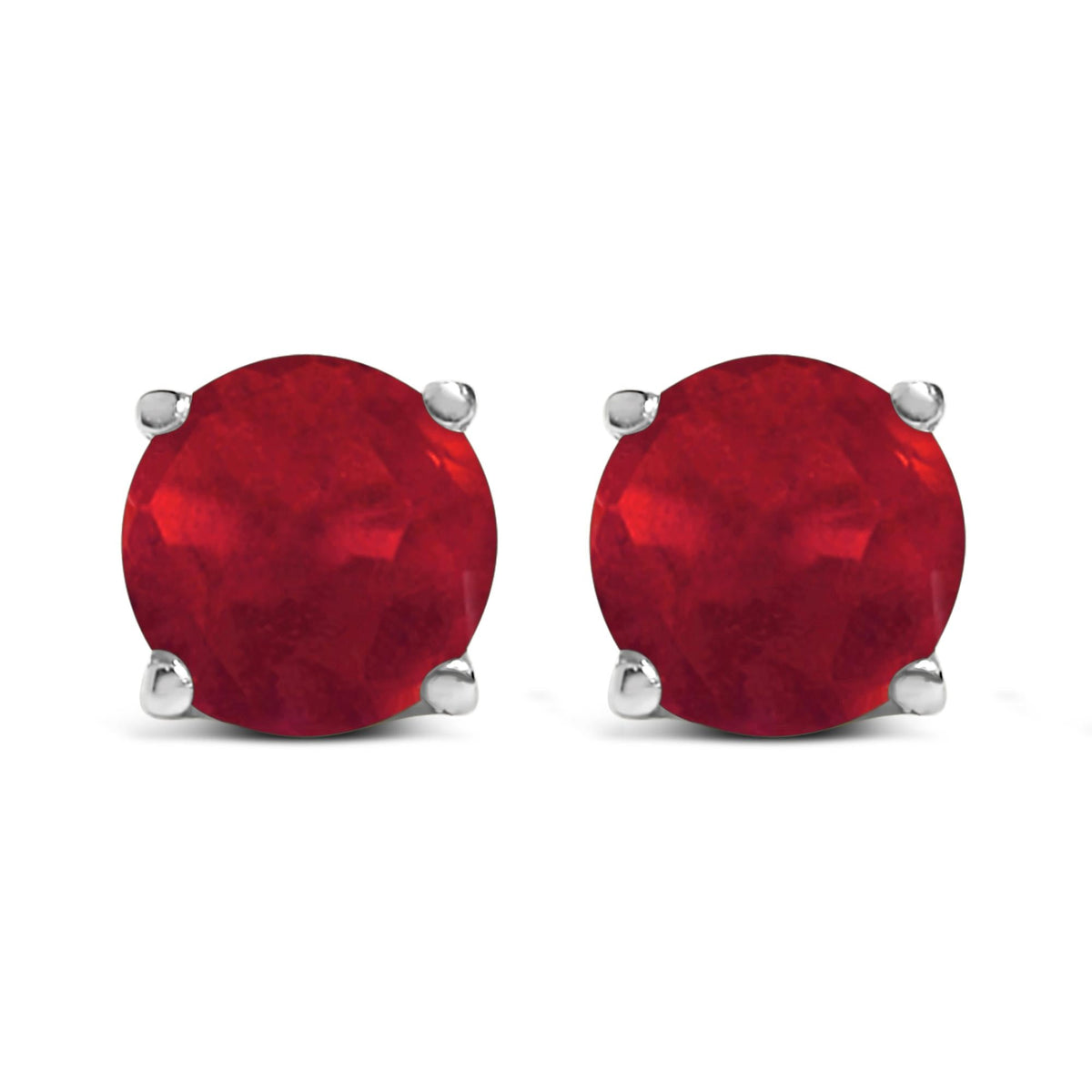 14K Gold 5X5MM Round Gemstone Solitaire Stud Earrings