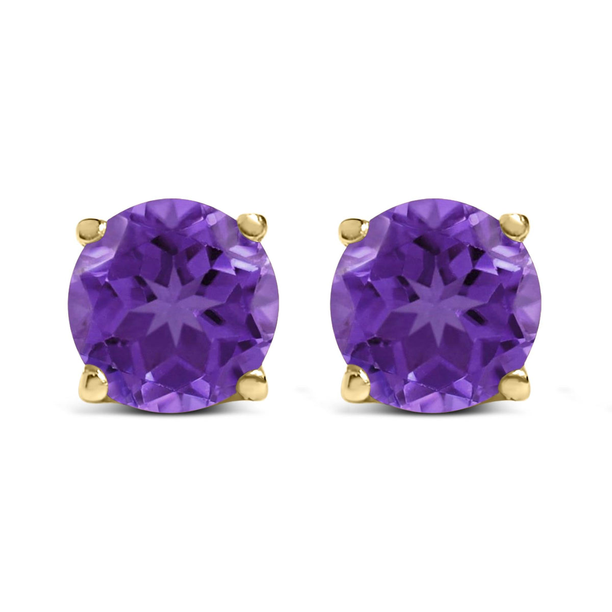 14K Gold 5X5MM Round Gemstone Solitaire Stud Earrings