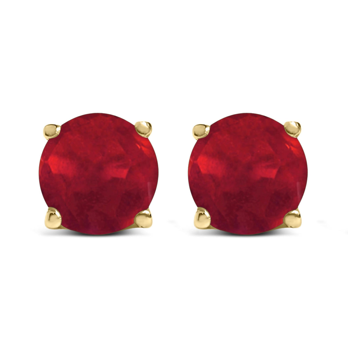 14K Gold 5X5MM Round Gemstone Solitaire Stud Earrings