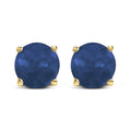 14K Gold 5X5MM Round Gemstone Solitaire Stud Earrings