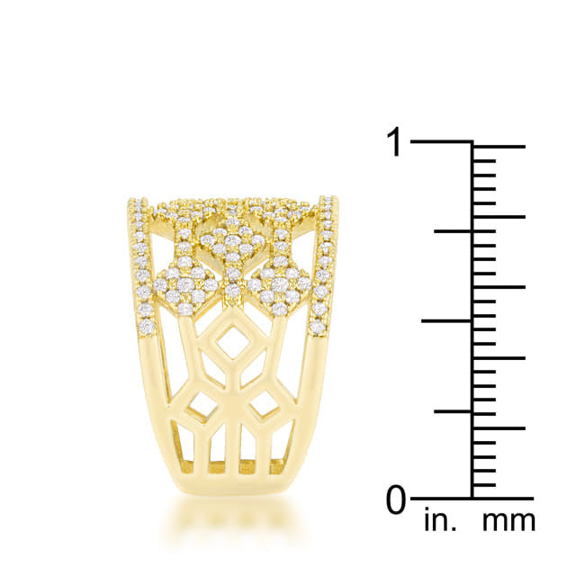Marlene 0.6ct CZ 14k Gold Wide Band Cocktail Ring